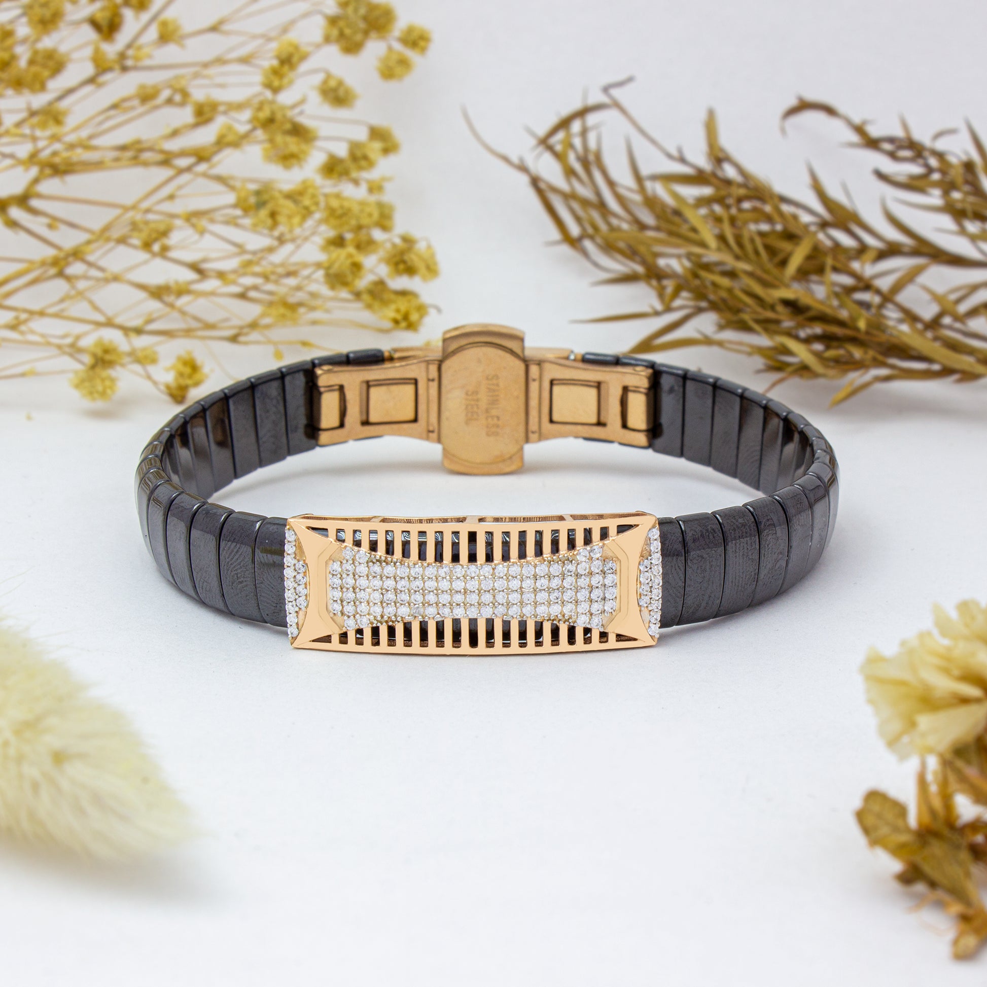 925 Silver Simple Design Men's Ceramic Bracelet - Elegant & Durable Fashion Accessory