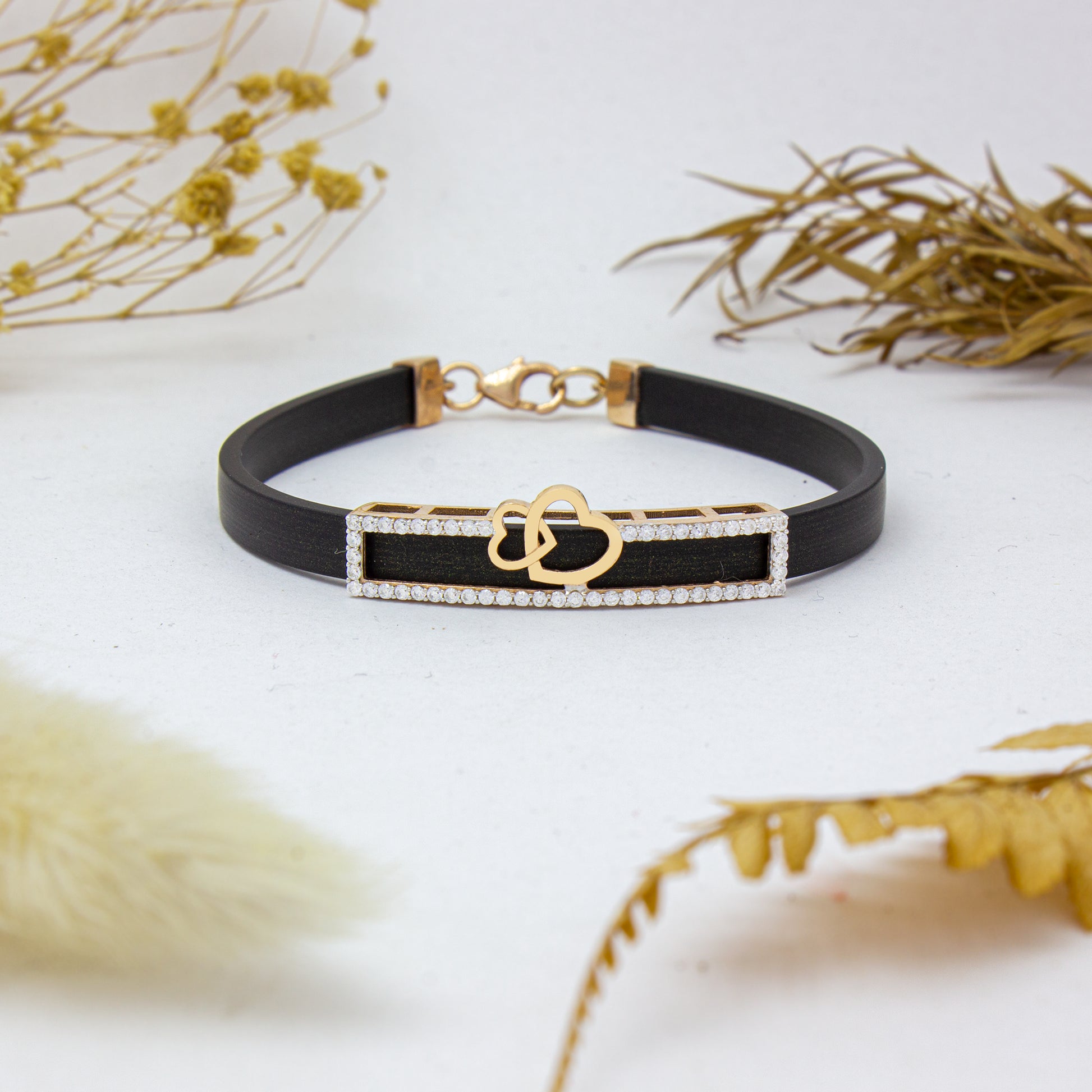 925 Silver Dual Women's Rose Gold Silicon Bracelet – Stylish and Comfortable Accessory