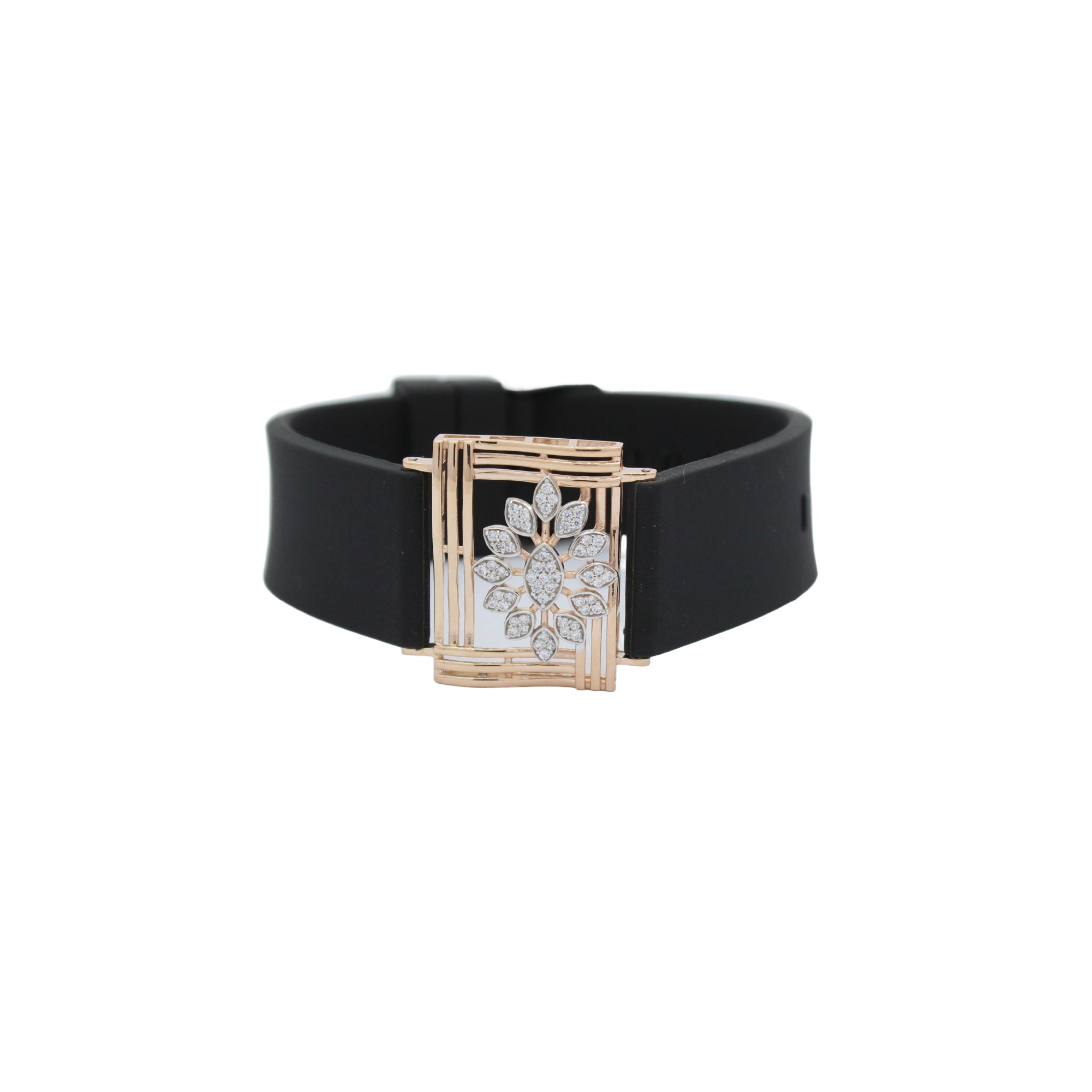 925 Silver Rose Gold Square Flower Women's Watch Bracelet - Elegant Timepiece