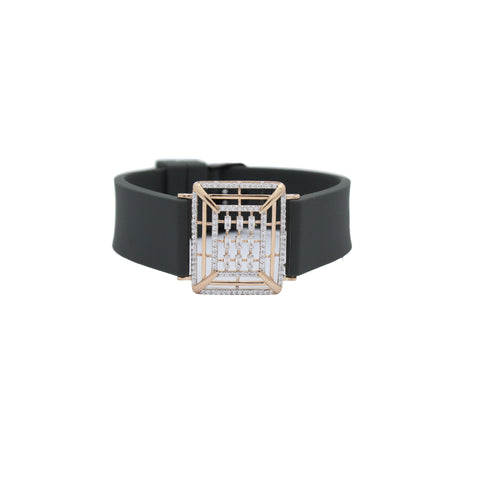 Stunning 925 Silver Rose Gold Square Women's Watch Bracelet