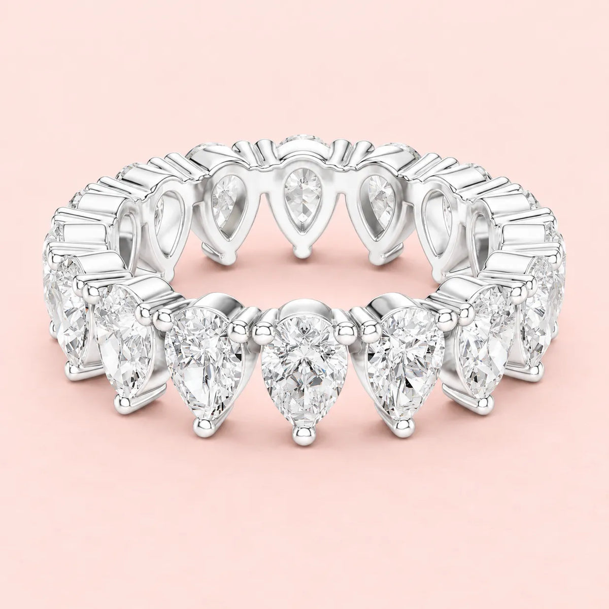 925 Sterling Silver Pear Cut Eternity Ring for Women