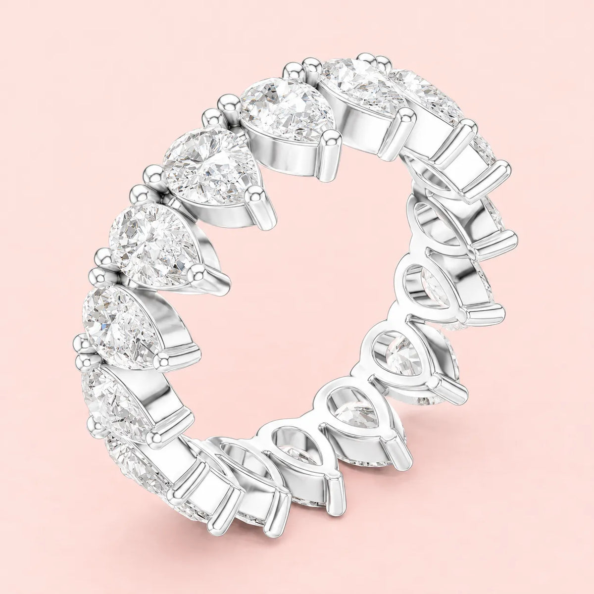 925 Sterling Silver Pear Cut Eternity Ring for Women