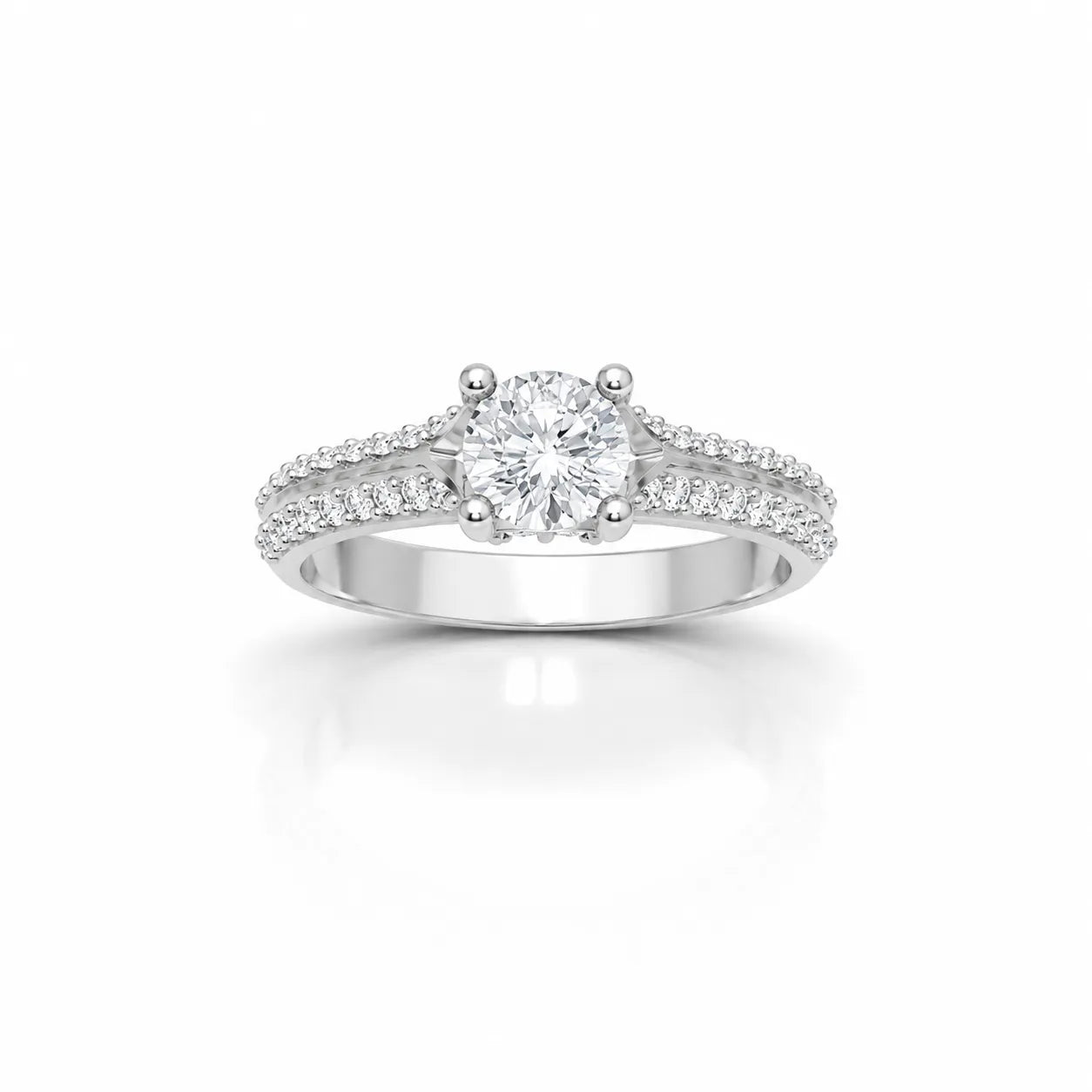 Side angle view of luxury gold diamond ring