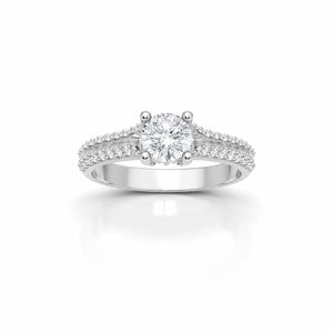 Side angle view of luxury gold diamond ring