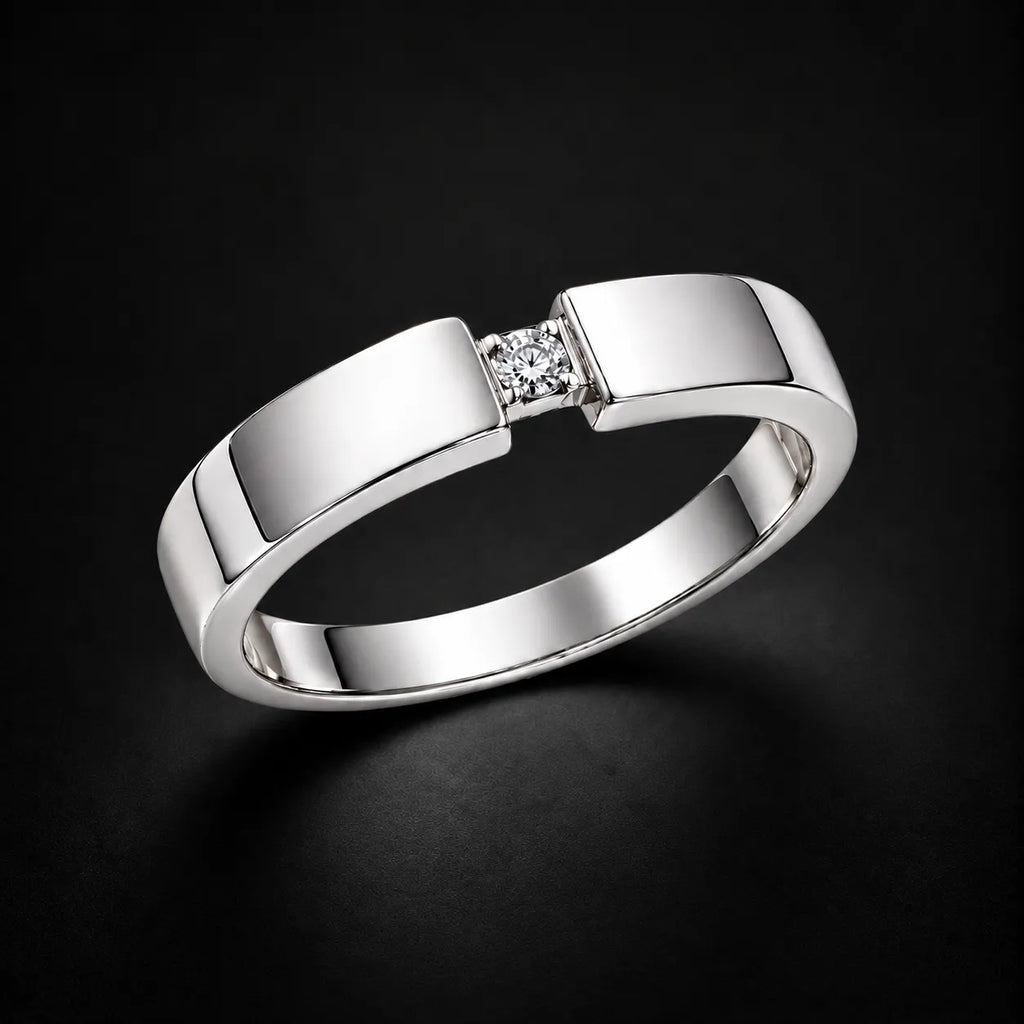Minimal Couple Diamond Band Ring