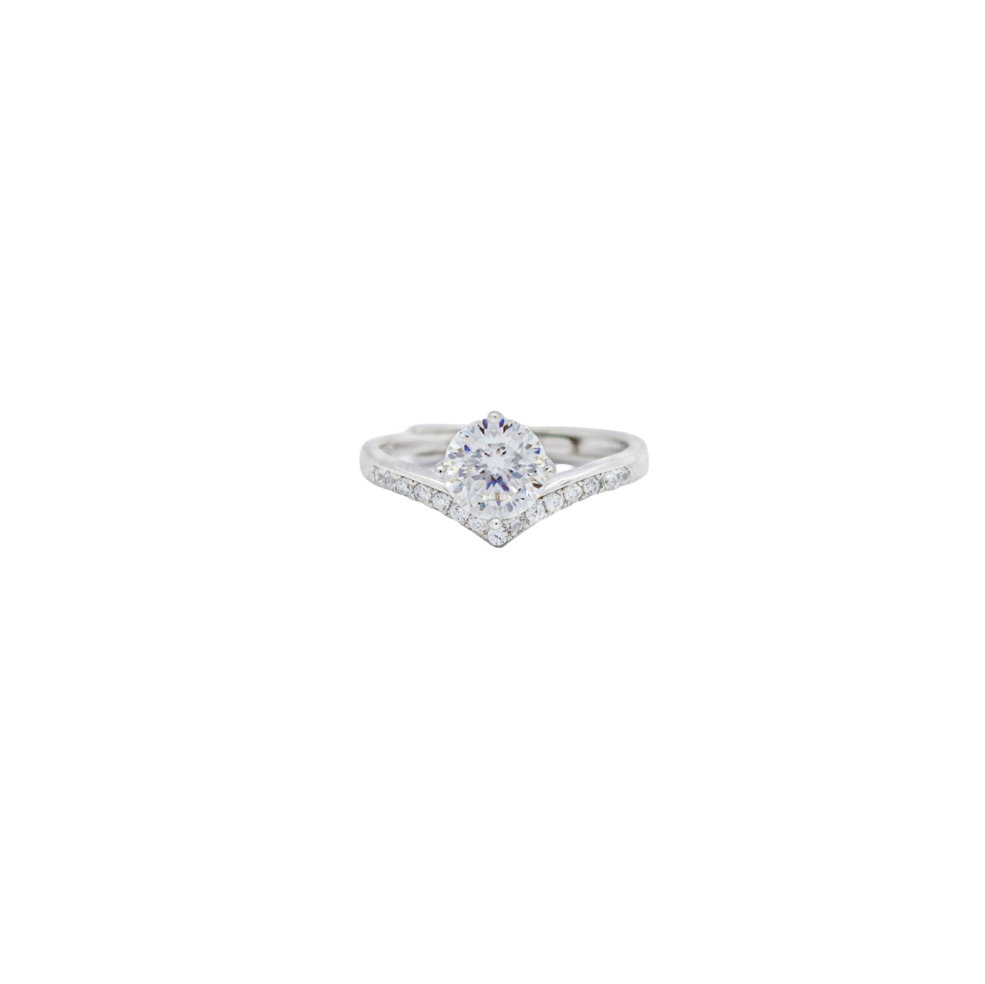 925 Sterling Silver Round Diamond Shape Classy Women's Solitaire Ring - Elegant Sparkle for Every Occasion