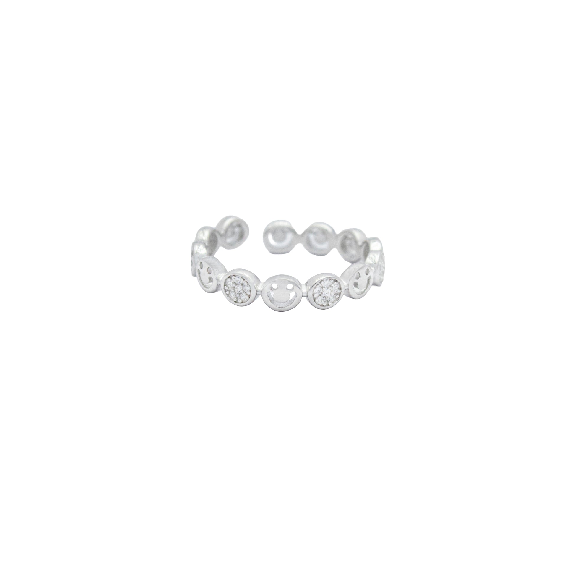 925 Sterling Silver Round Smile Design Classy Women's Solitaire Ring