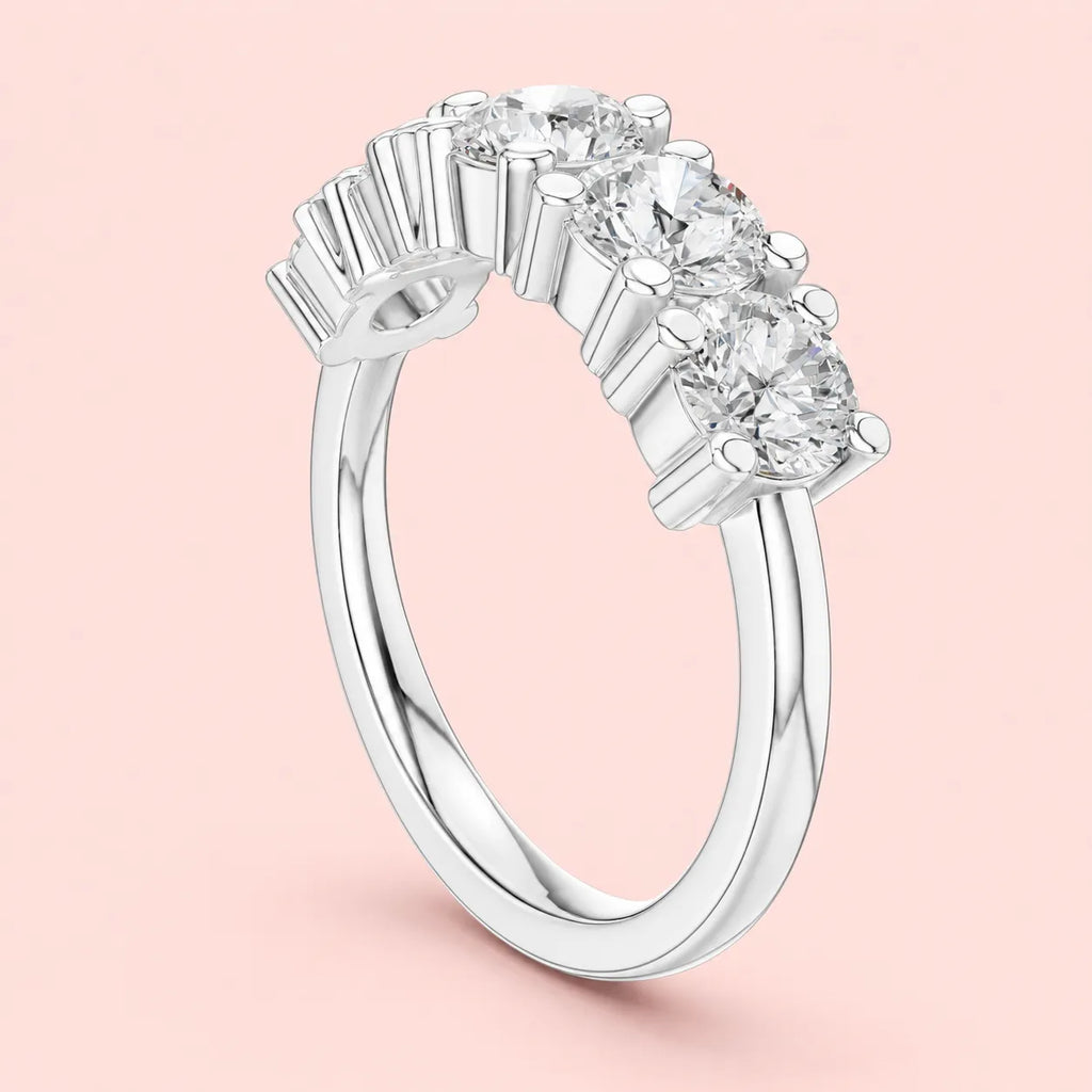 925 Sterling Silver Five Stone Ring for Women