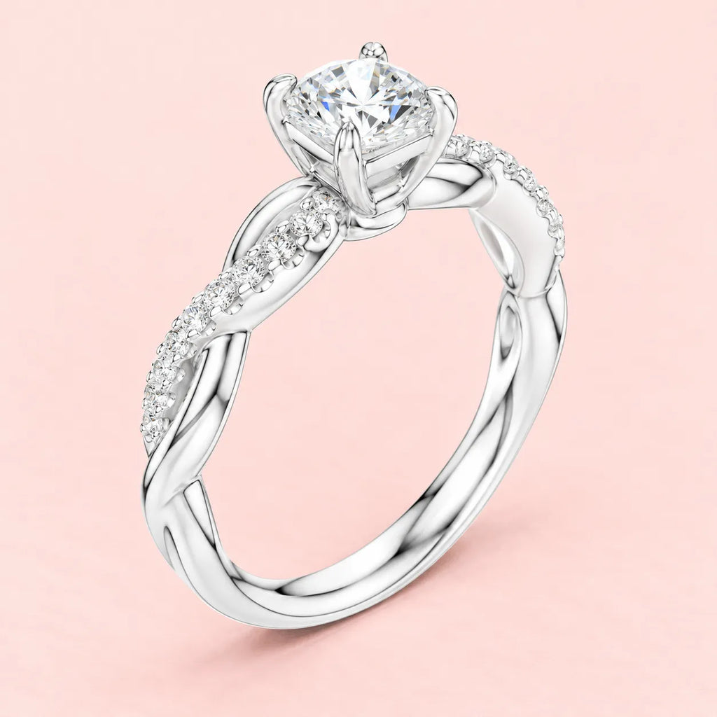 925 Sterling Silver Twisted Cushion Solitaire Ring for Women