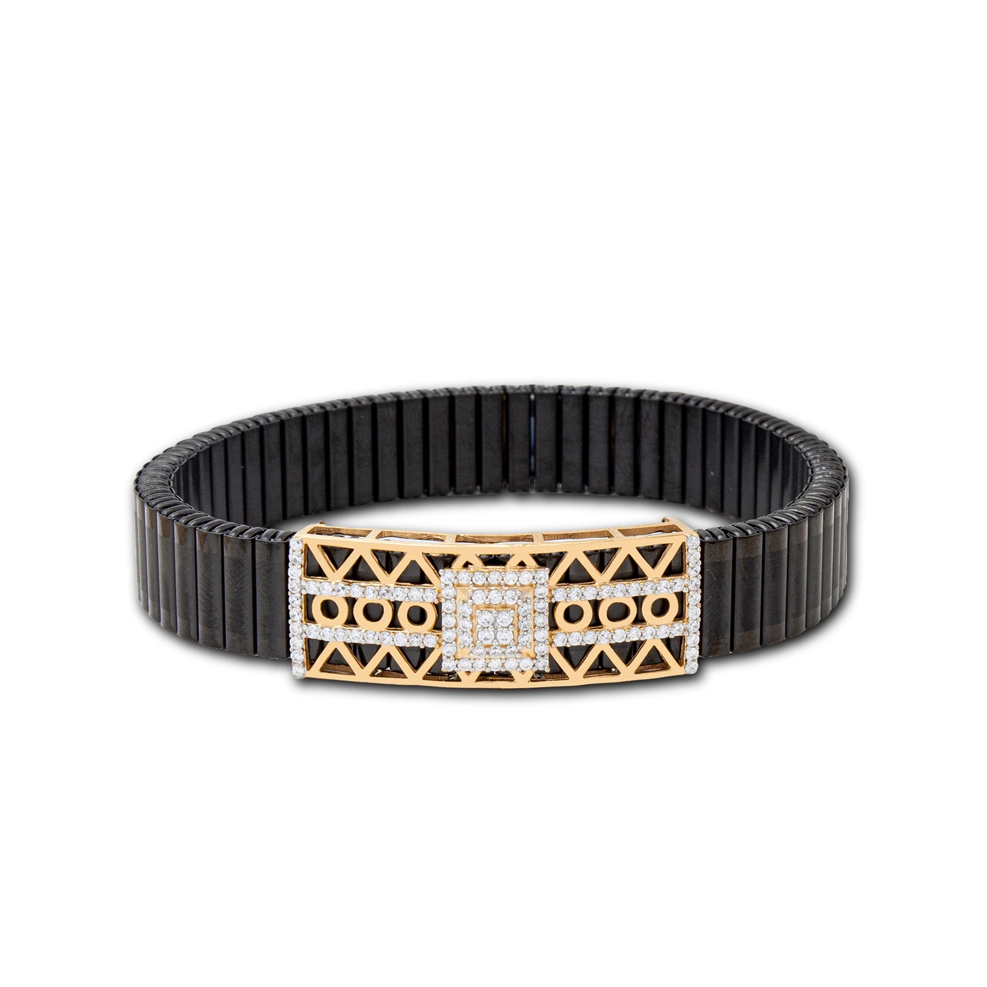 925 Silver Zigzag & Round Design Rose Gold Men's Rolex Bracelet