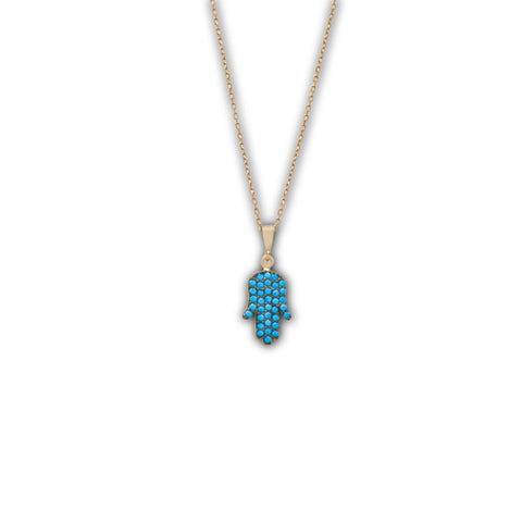 Elegant 925 Sterling Silver Rose Gold Turquoise Hamsa Pendant & Chain  for Women