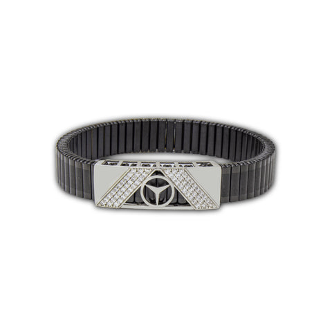 925 Silver Mercedes Logo Men's Rolex Bracelet