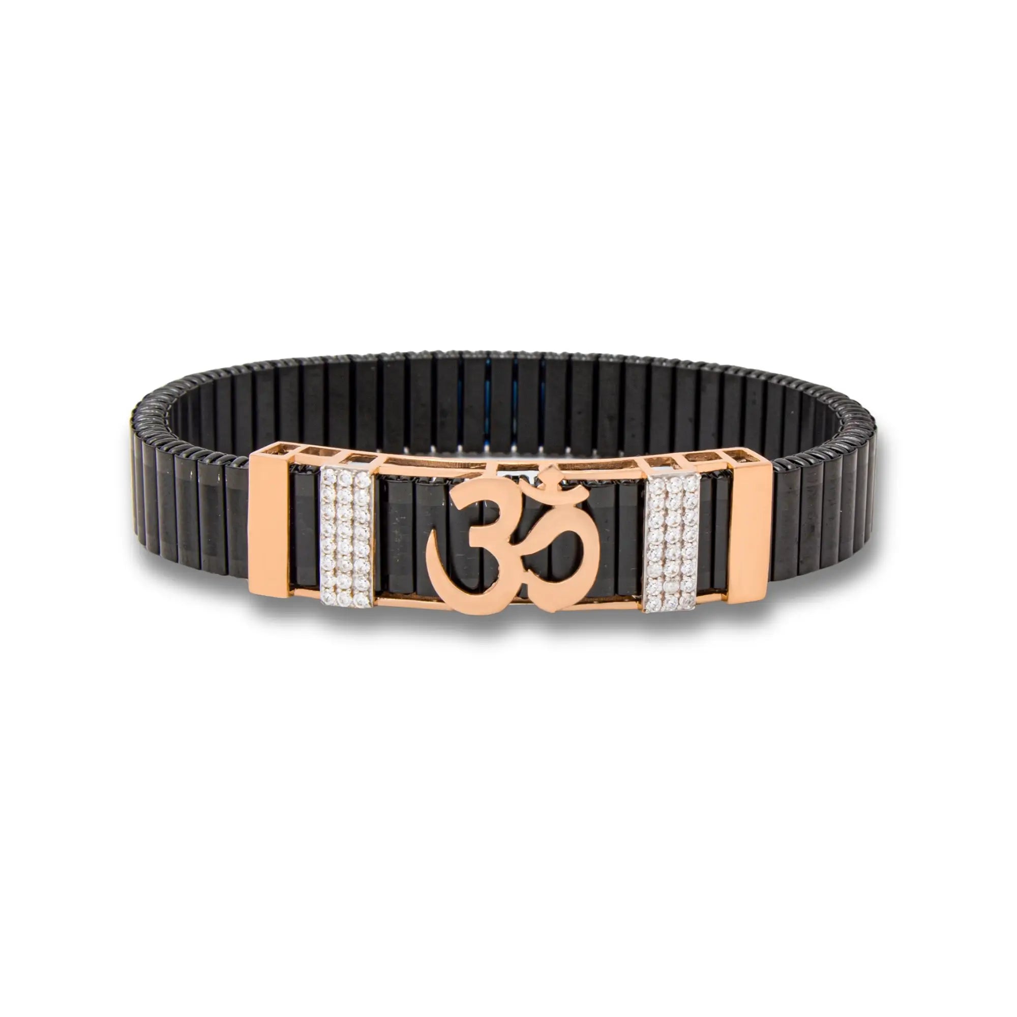 925 Silver OM Logo Design Men's Rolex Bracelet with Rose Gold Plating