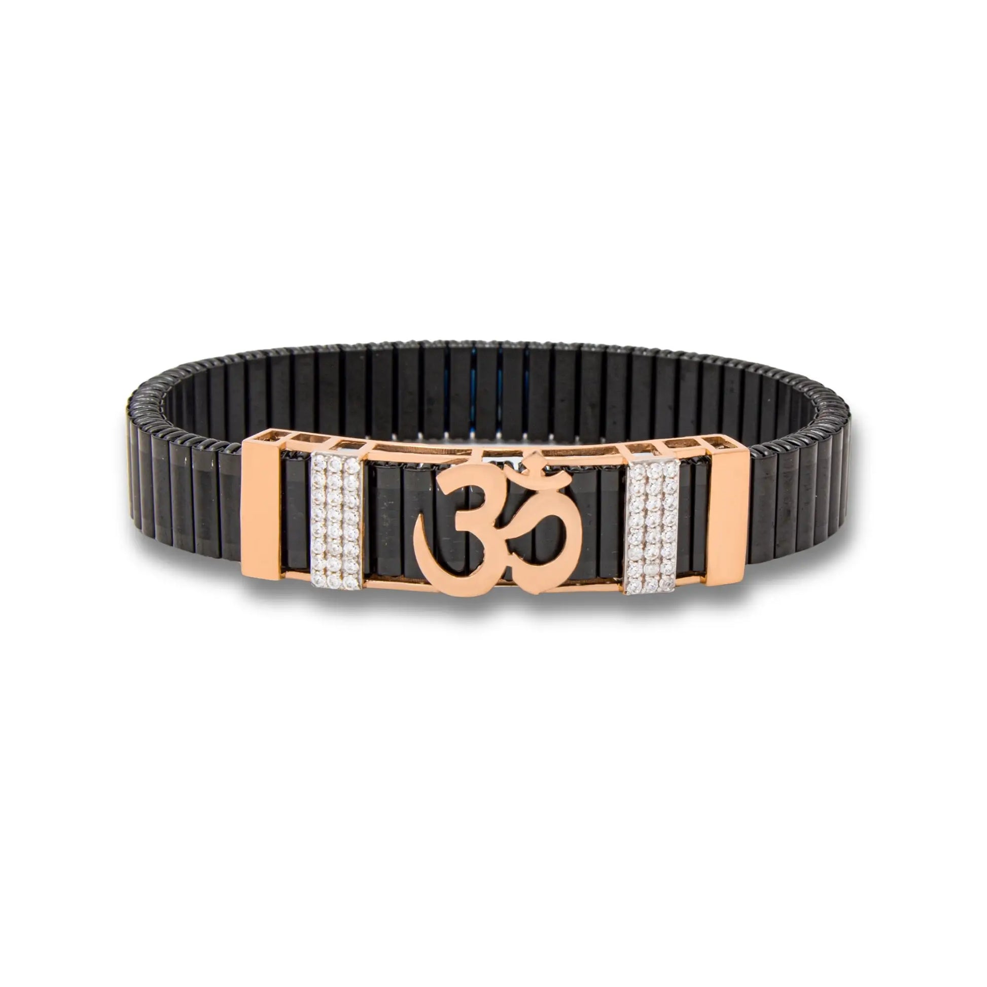 925 Silver OM Logo Design Men's Rolex Bracelet with Rose Gold Plating