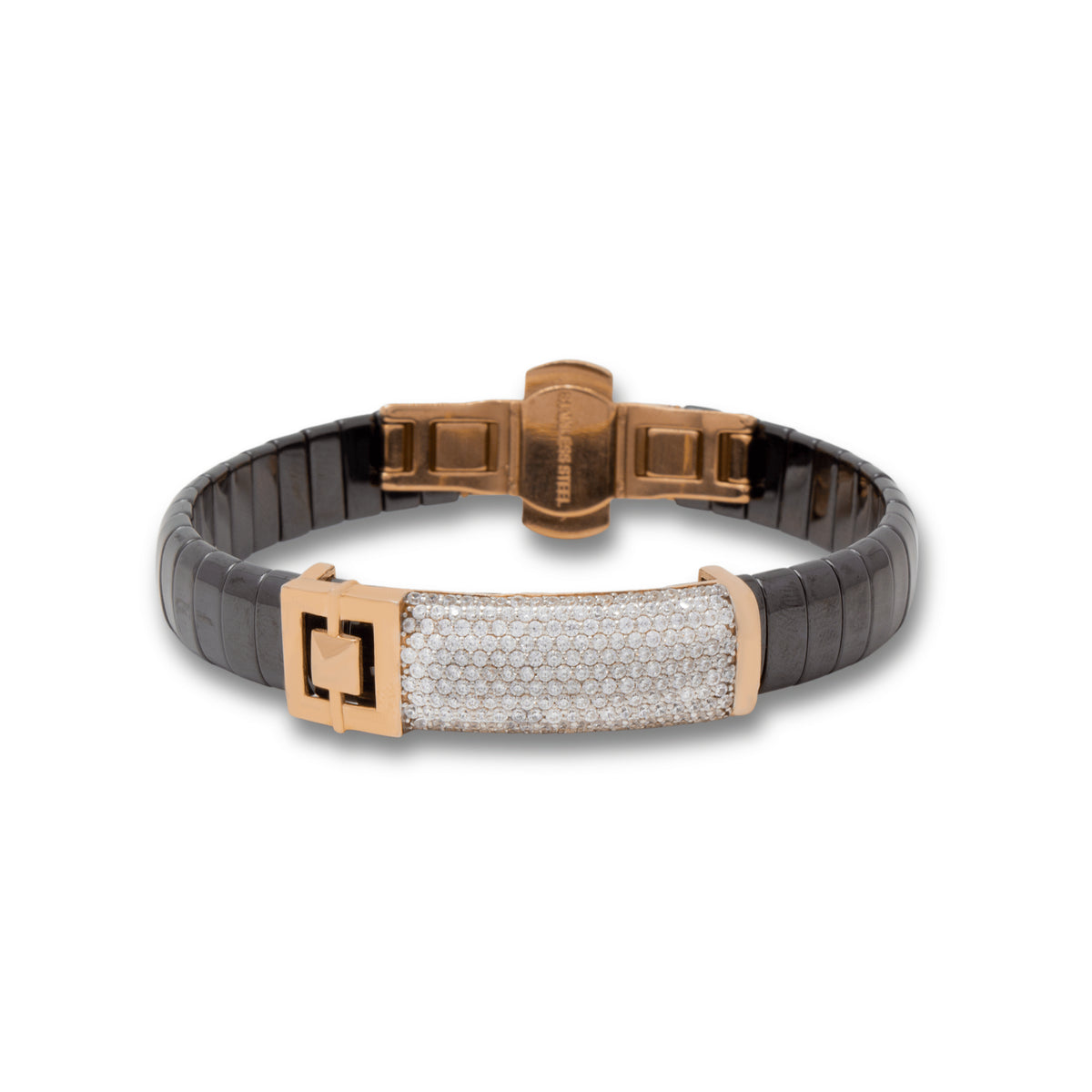 925 Silver Rose Gold Men's Ceramic Bracelet | Unique