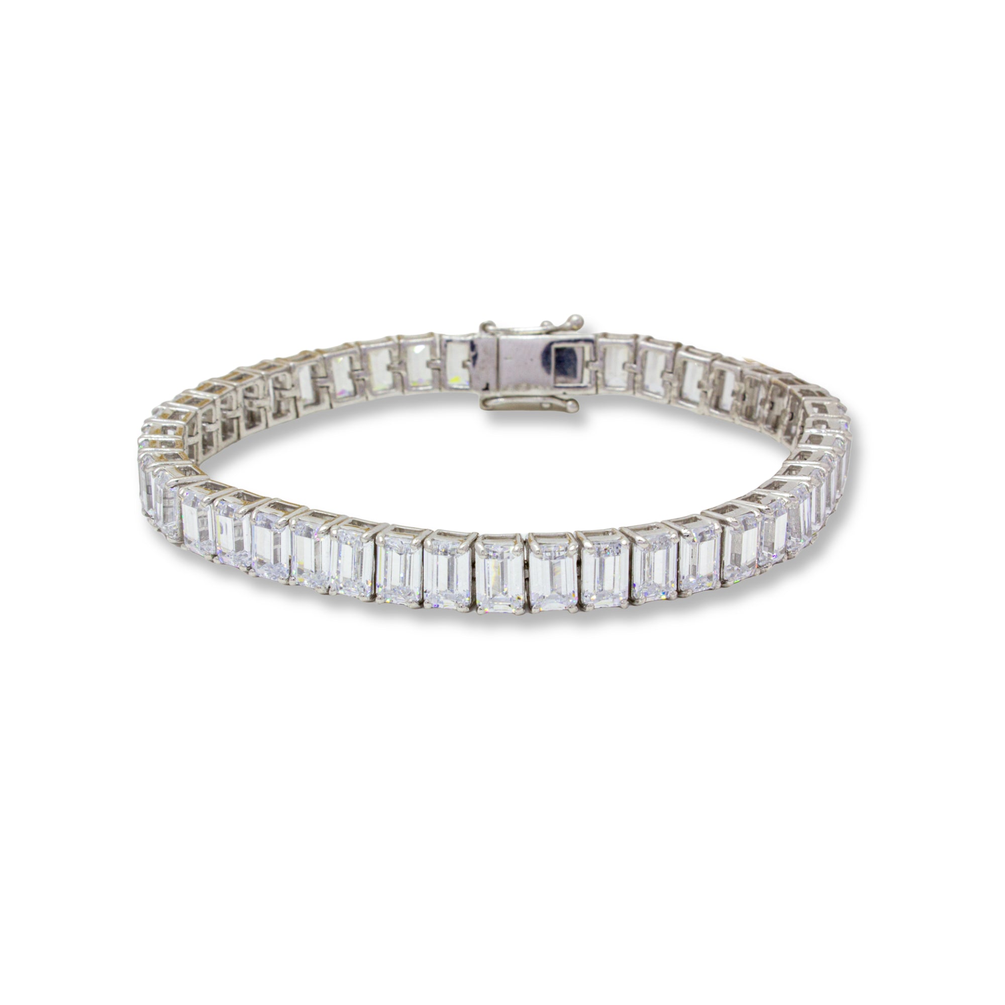 925 Silver Emerald Cut Tennis Bracelet – Unisex Elegance & Style