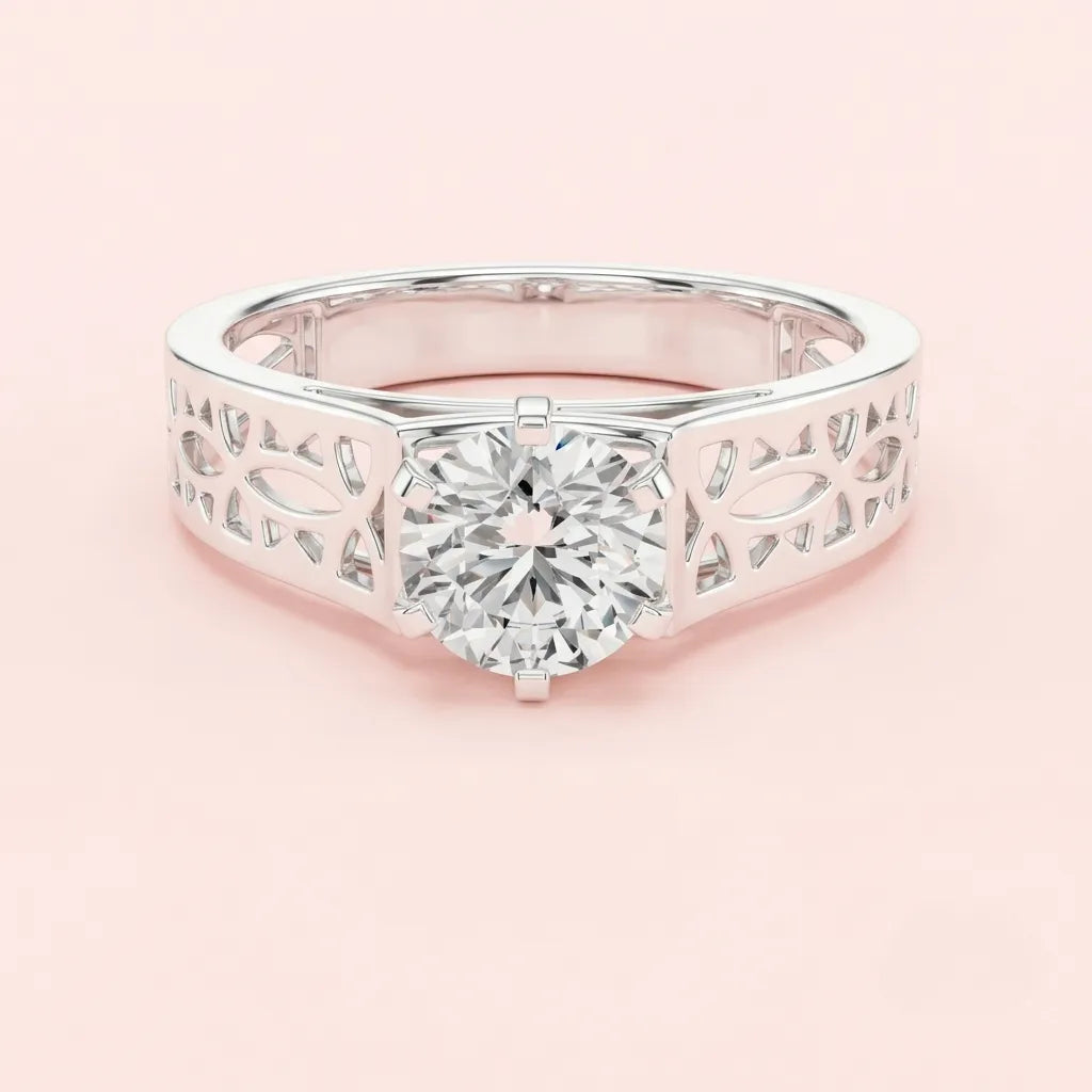 Aurora Lattice Solitaire Ring in 925 Silver for women by ORYNIO