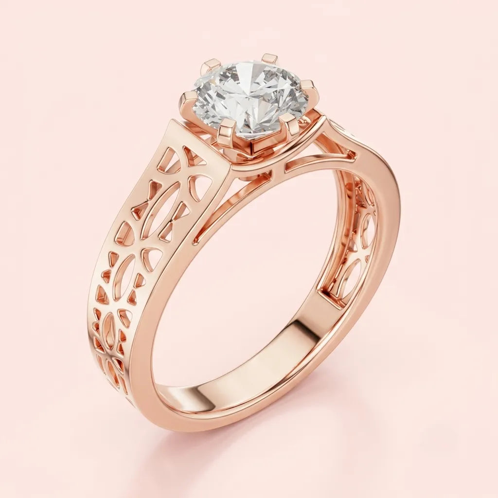 Aurora Lattice Solitaire Ring in 925 Silver - view 2