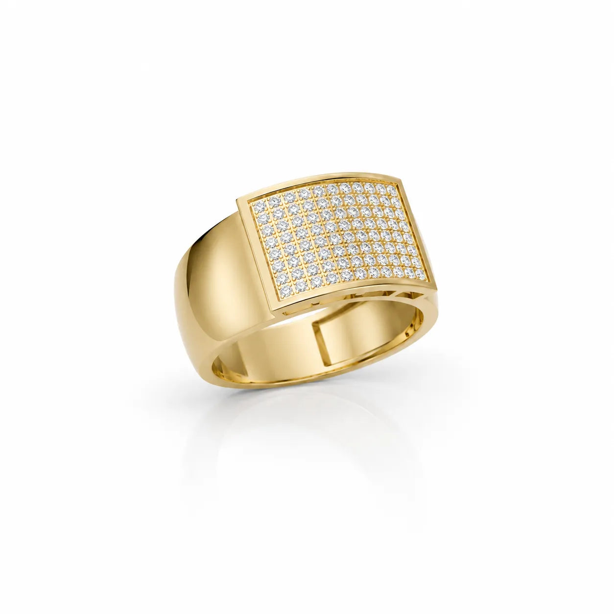 Side view of bold mens pavé statement ring