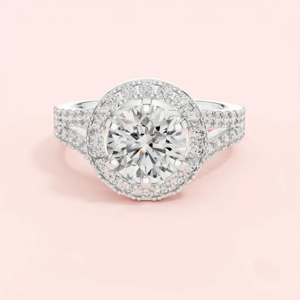 Celestia Split Halo Engagement Ring in 925 Silver for women by ORYNIO