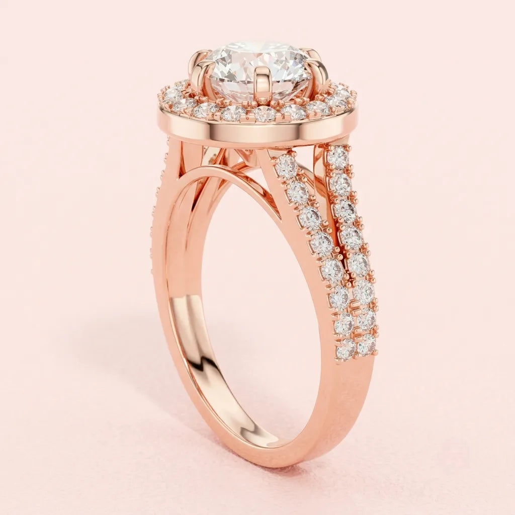 Celestia Split Halo Engagement Ring in 925 Silver - view 3