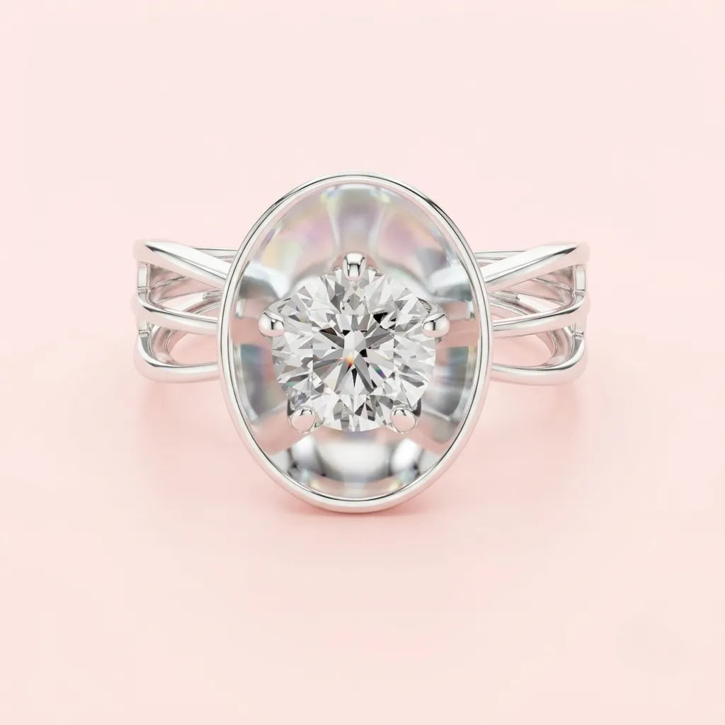 Celestial Orbit Solitaire Ring in 925 Silver for women by ORYNIO