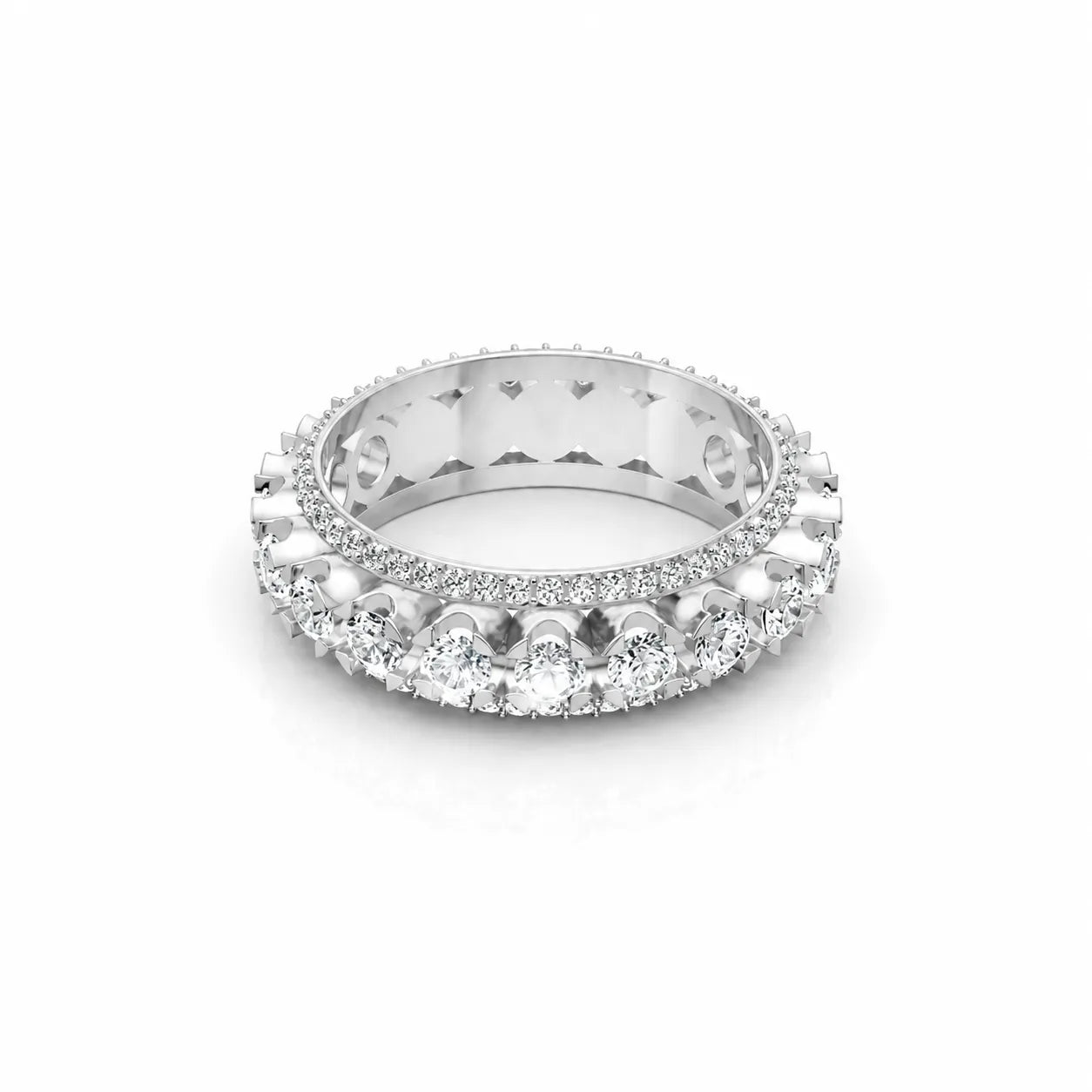 Side view of diamond eternity band ring