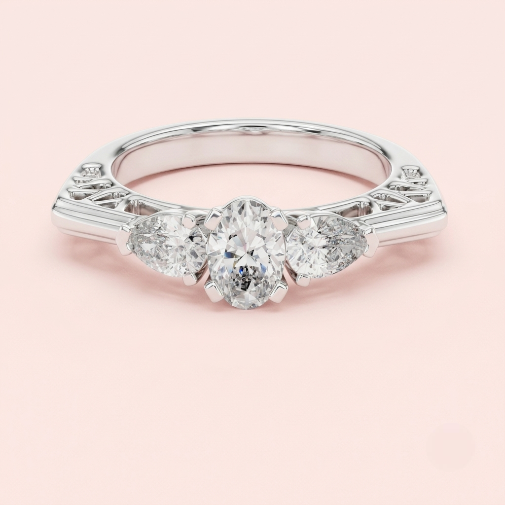 Elara Vintage Three Stone Ring in 925 Silver for women by ORYNIO