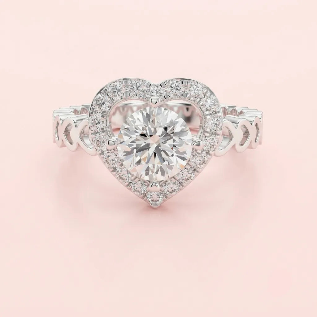 Eternal Heart Halo Promise Ring in 925 Silver for women by ORYNIO