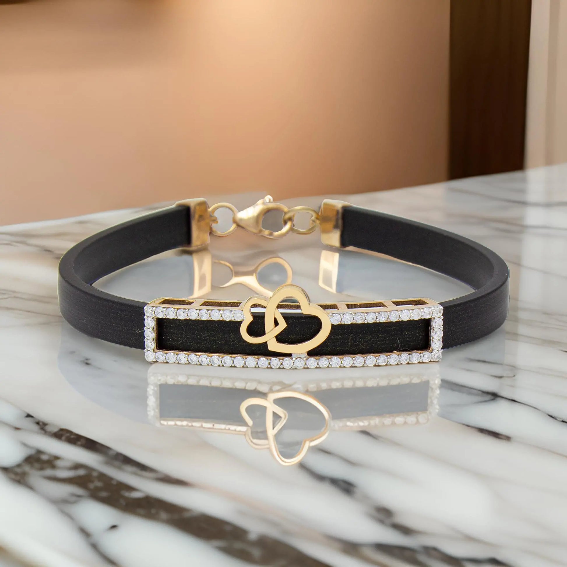 925 Silver Dual Women's Rose Gold Silicon Bracelet – Stylish and Comfortable Accessory