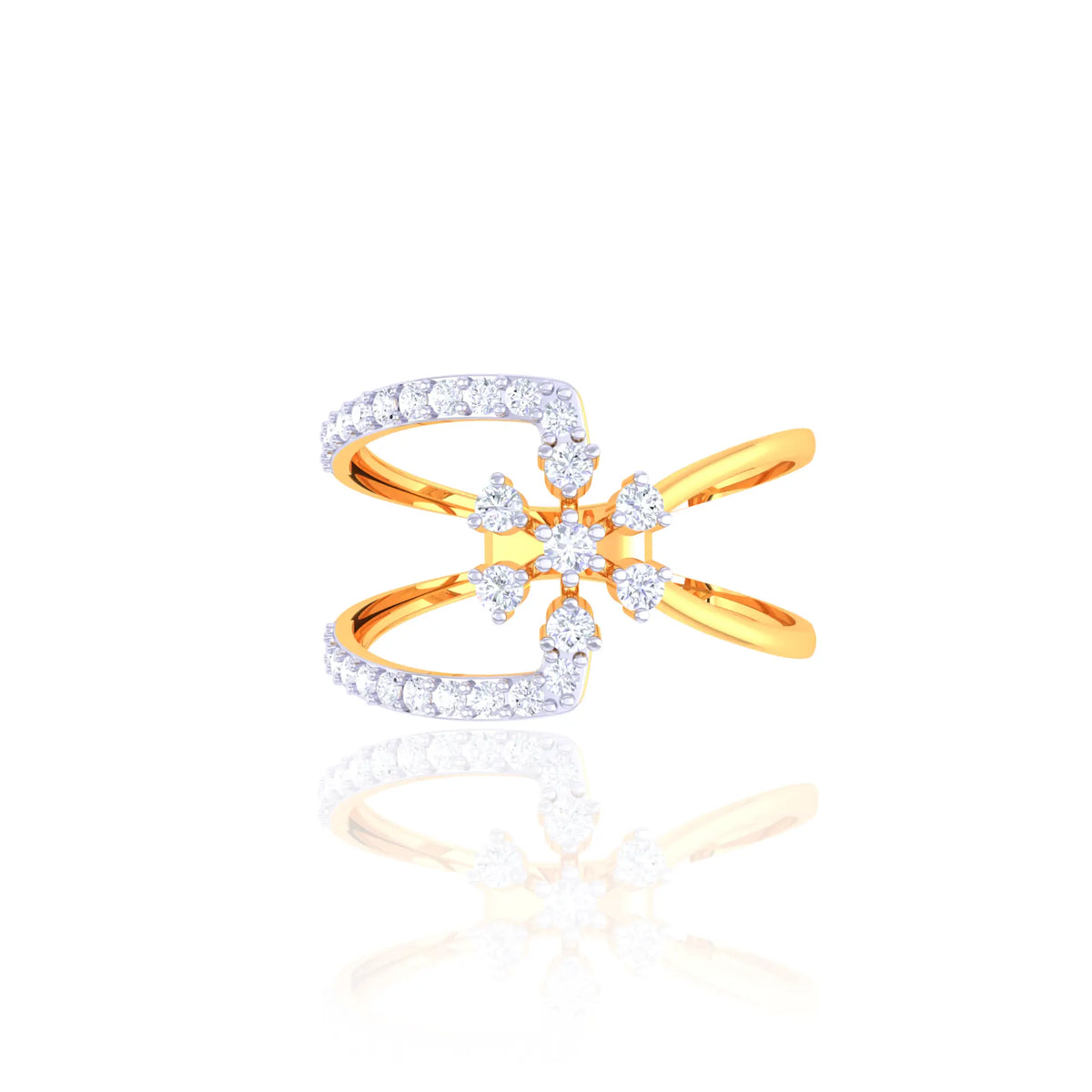 Floral CZ Ring in 925 Silver, Design 2 - view 3