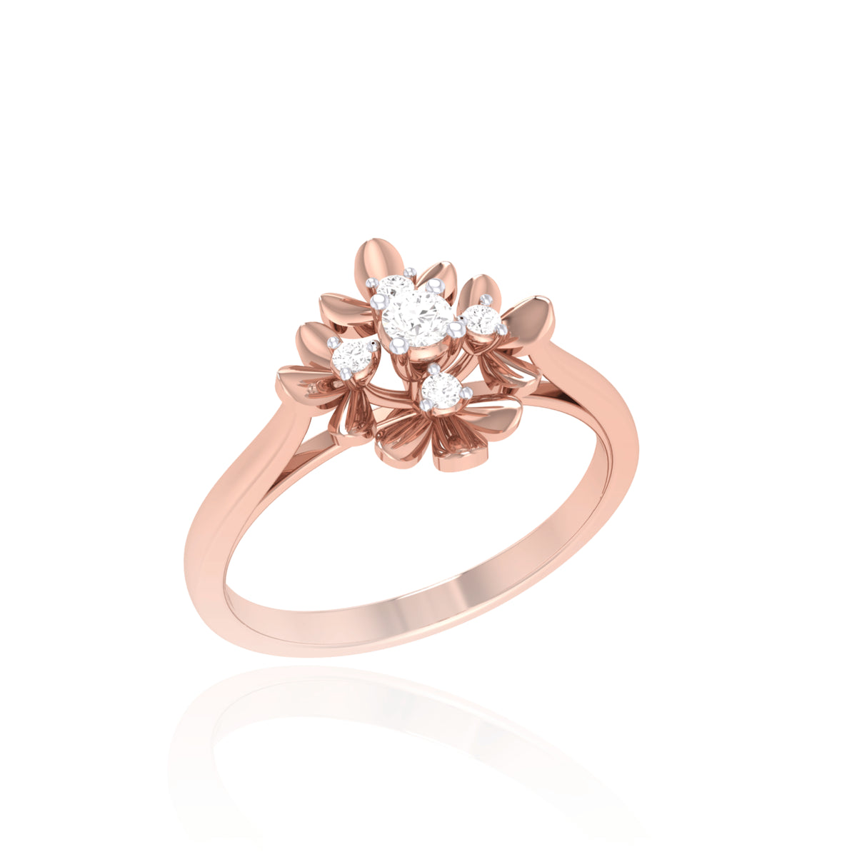 Flower Solitaire Ring in 925 Silver - view 2