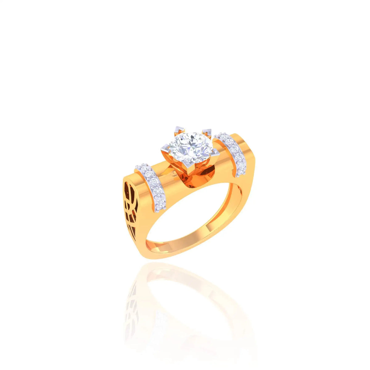 Geometric CZ Ring in 925 Silver - view 2