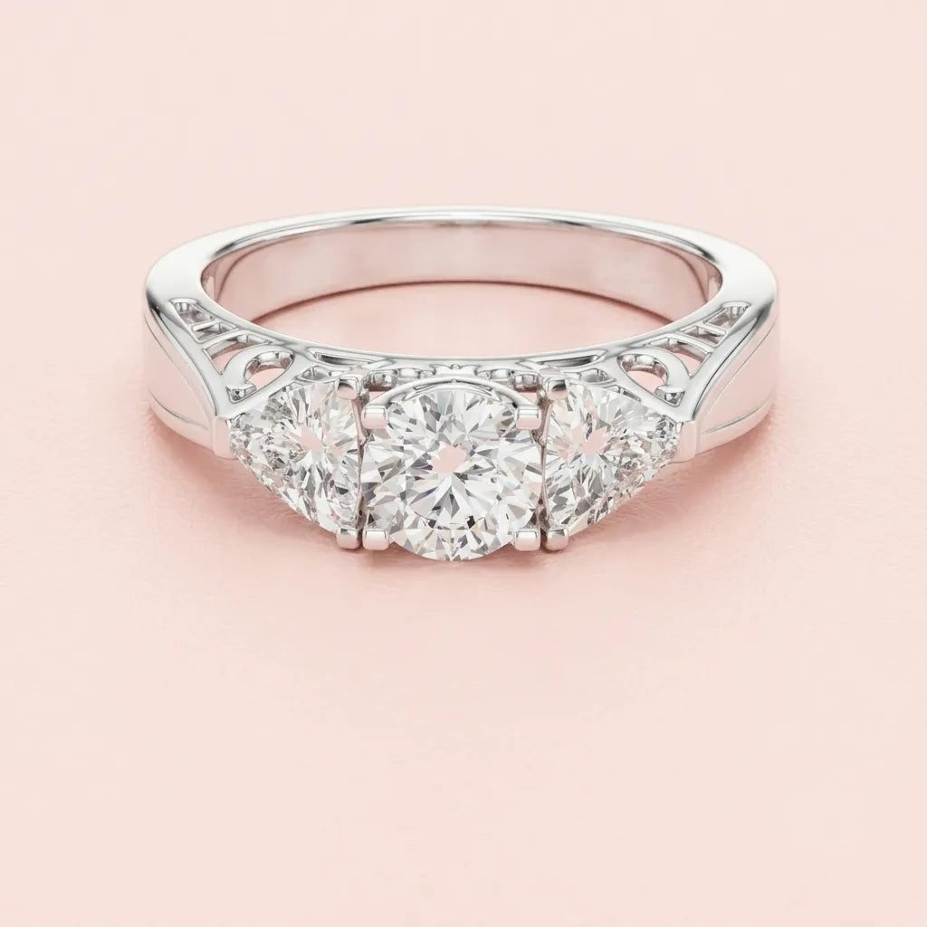 Heritage Three Stone Ring in 925 Silver for women by ORYNIO