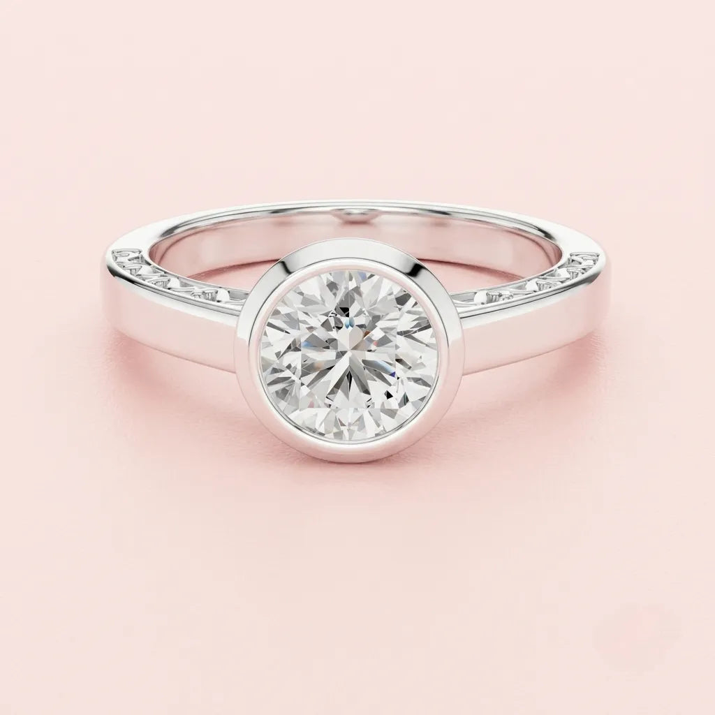 Luna Bezel Solitaire Ring in 925 Silver for women by ORYNIO