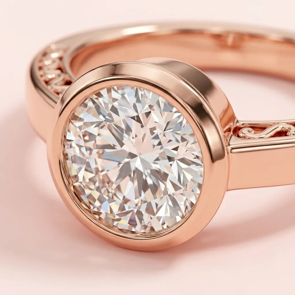 Luna Bezel Solitaire Ring in 925 Silver - view 2