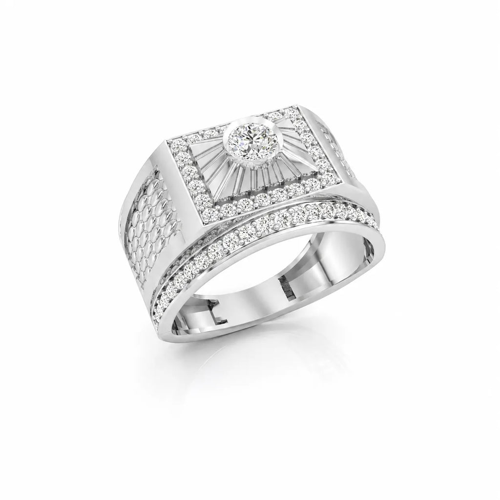 Royal Square Diamond Ring with Center Stone