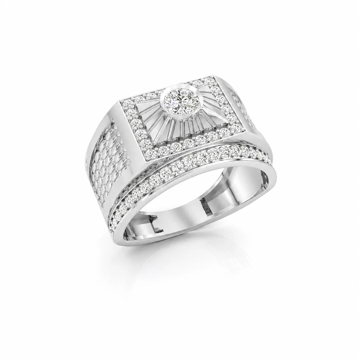 Royal Square Diamond Ring with Center Stone