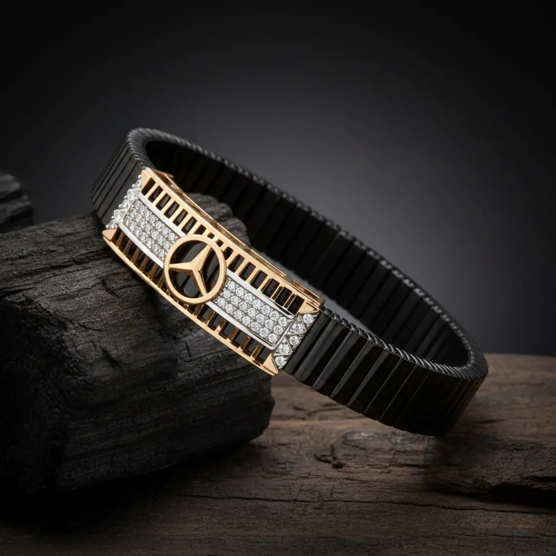 Man wearing 925 sterling silver designer bracelet with modern elegant style