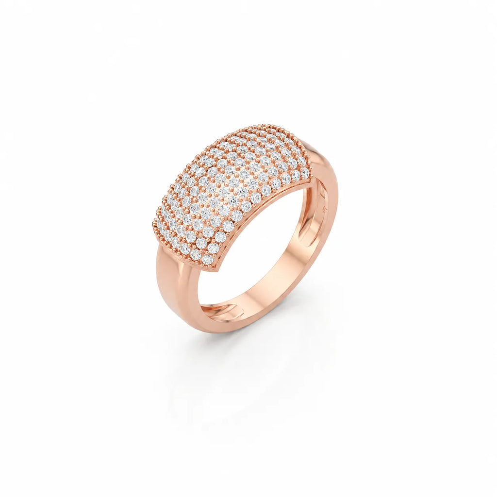 Side view of mens pavé diamond statement ring