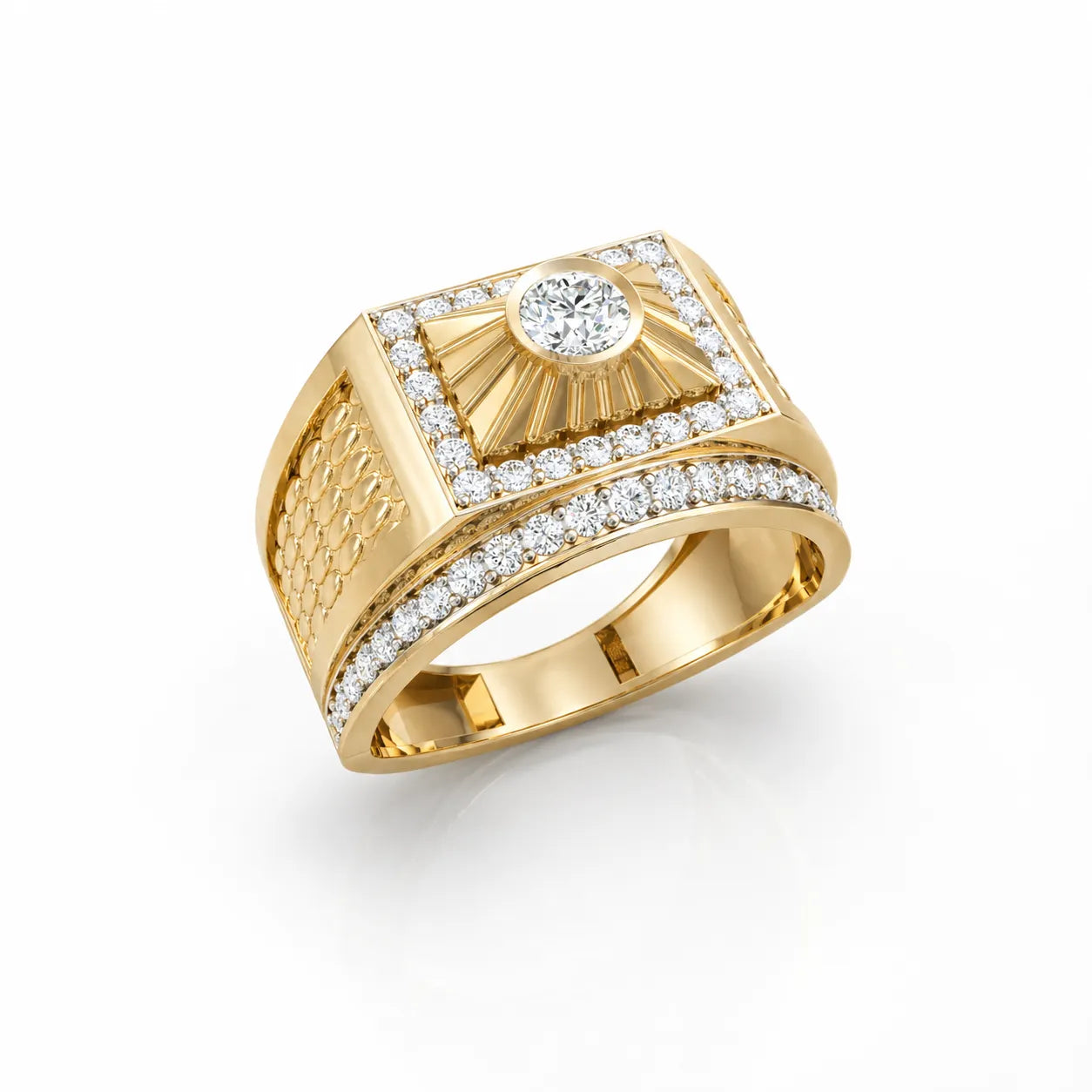 Royal Square Diamond Ring with Center Stone