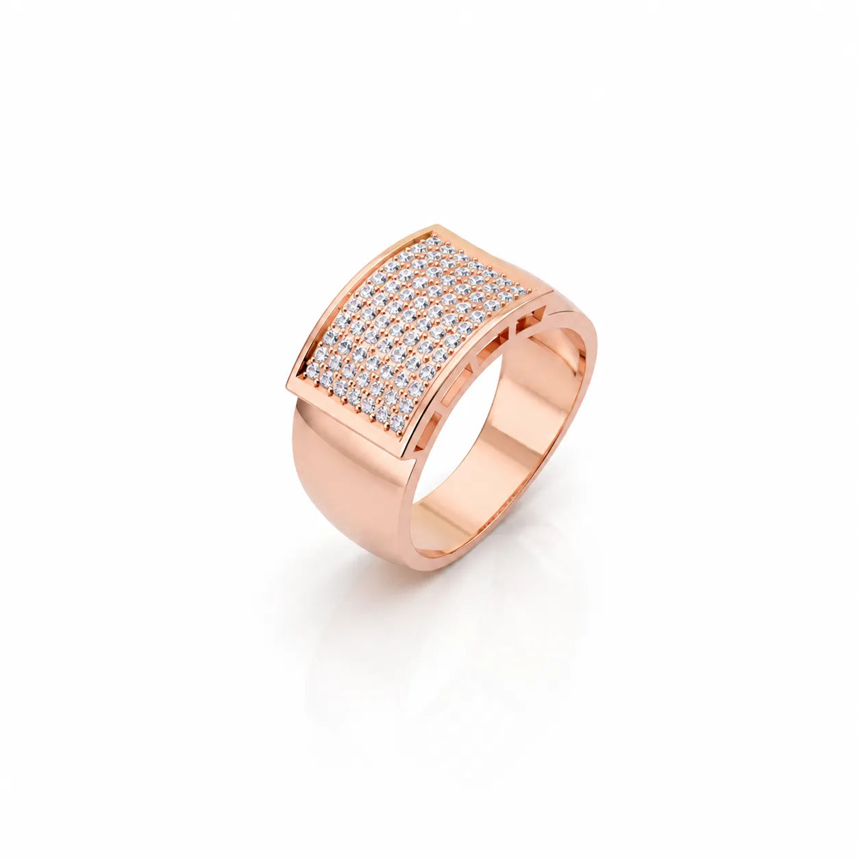 Luxury mens square pavé diamond ring in Pure 925 Silver