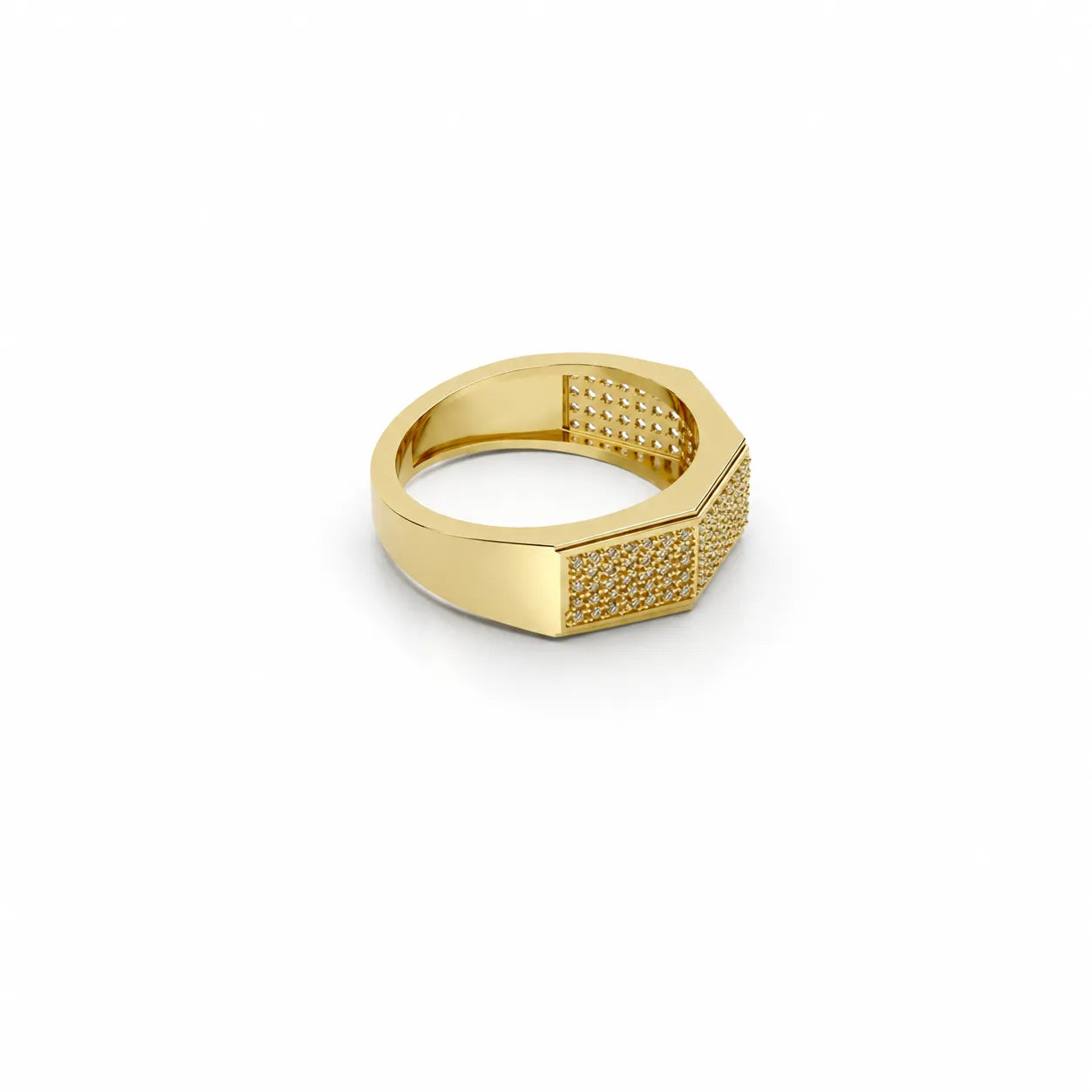 Modern luxury geometric band ring with premium sparkle detailing
