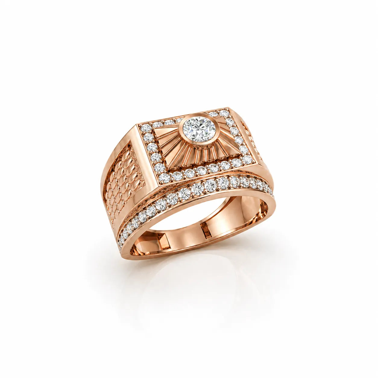 Royal Square Diamond Ring with Center Stone