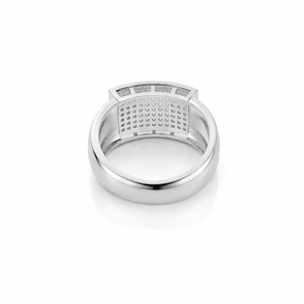 Closeup of premium square-top diamond ring for men