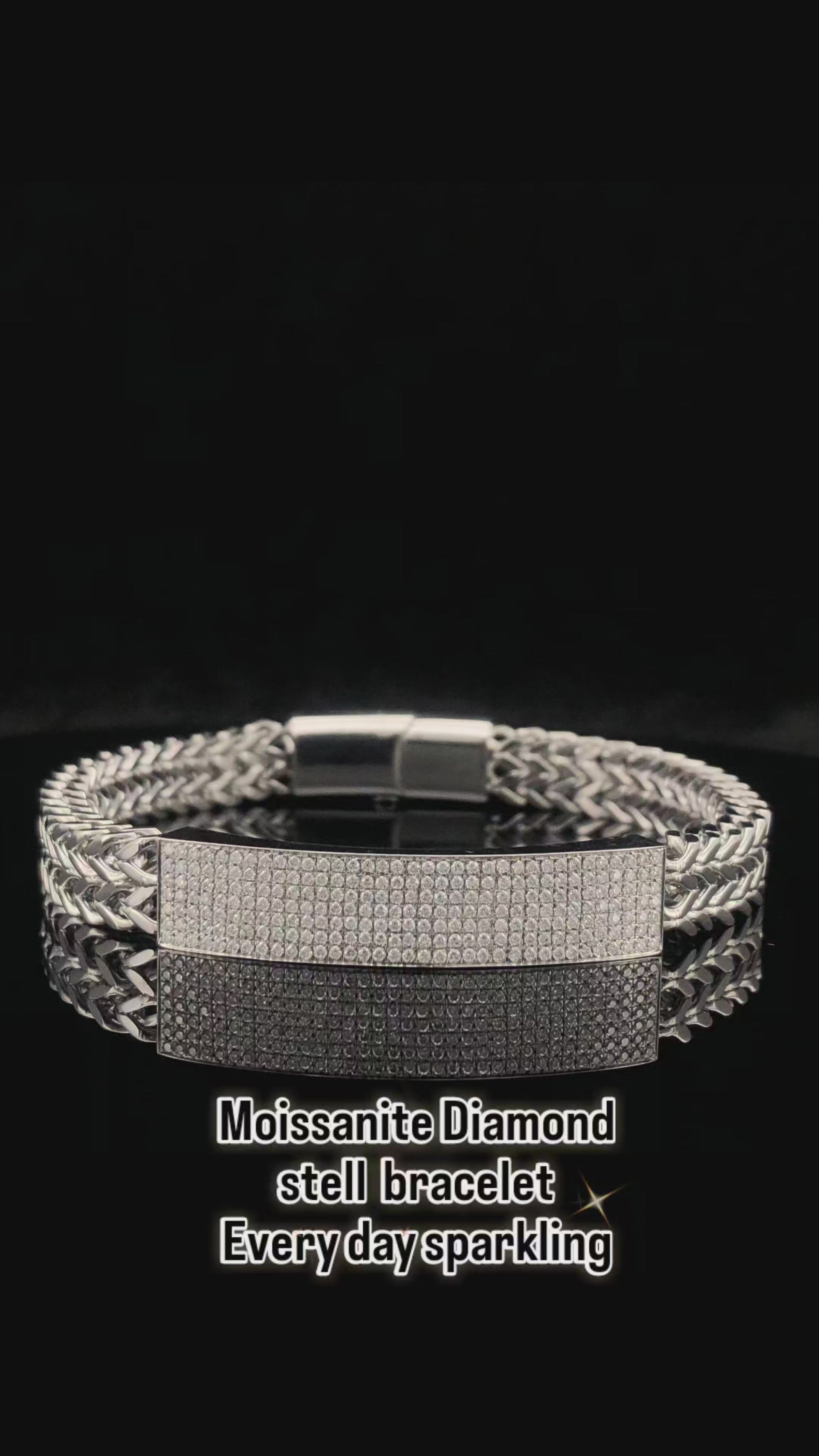 "Shine Brighter This Diwali – Moissanite Studded Steel Bracelet"