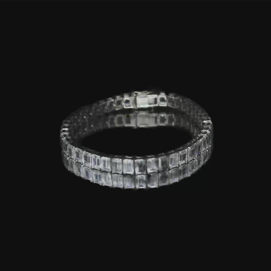 925 Silver Emerald Cut Tennis Bracelet – Unisex Elegance & Style
