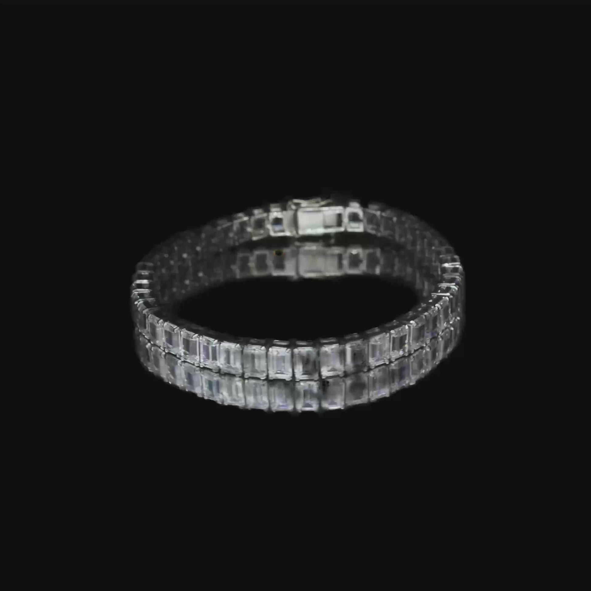 925 Silver Emerald Cut Tennis Bracelet – Unisex Elegance & Style
