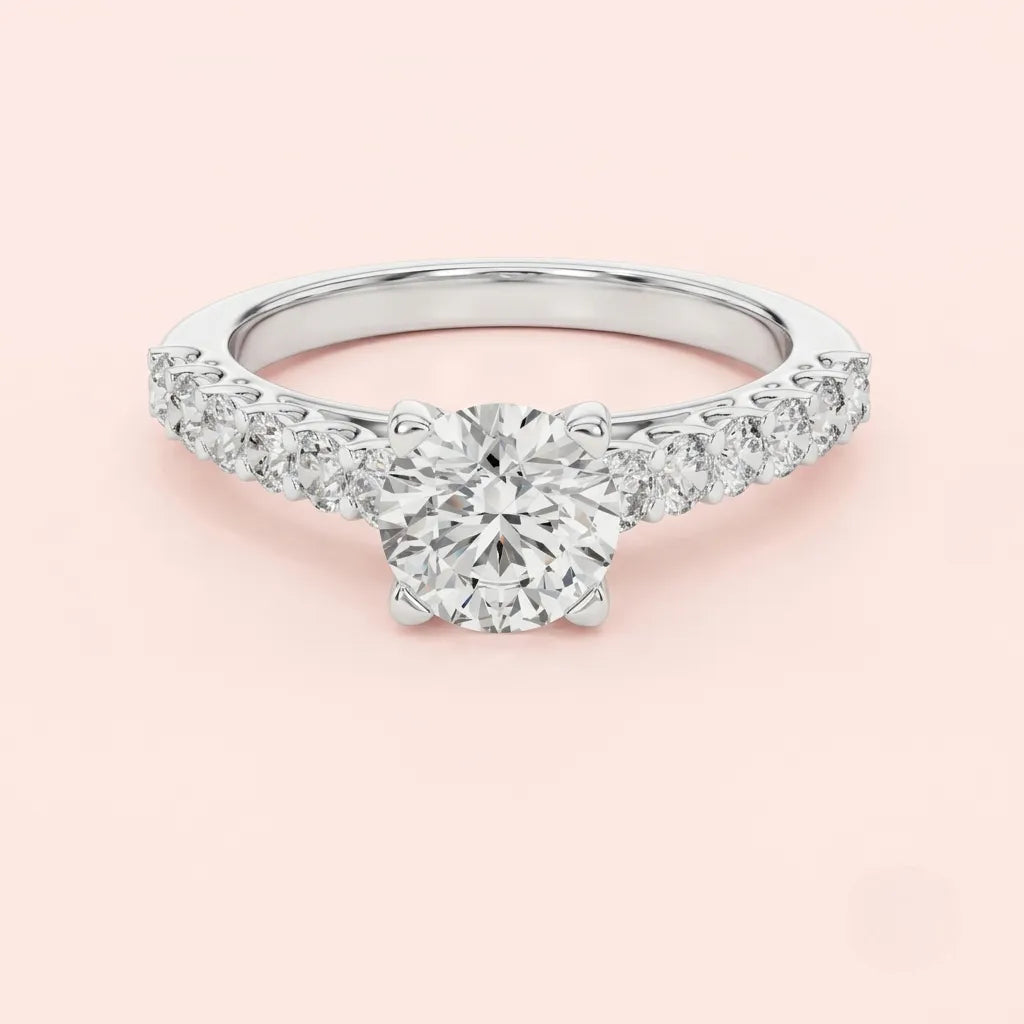 Radiant Grace Pavé Solitaire Ring in 925 Silver for women by ORYNIO