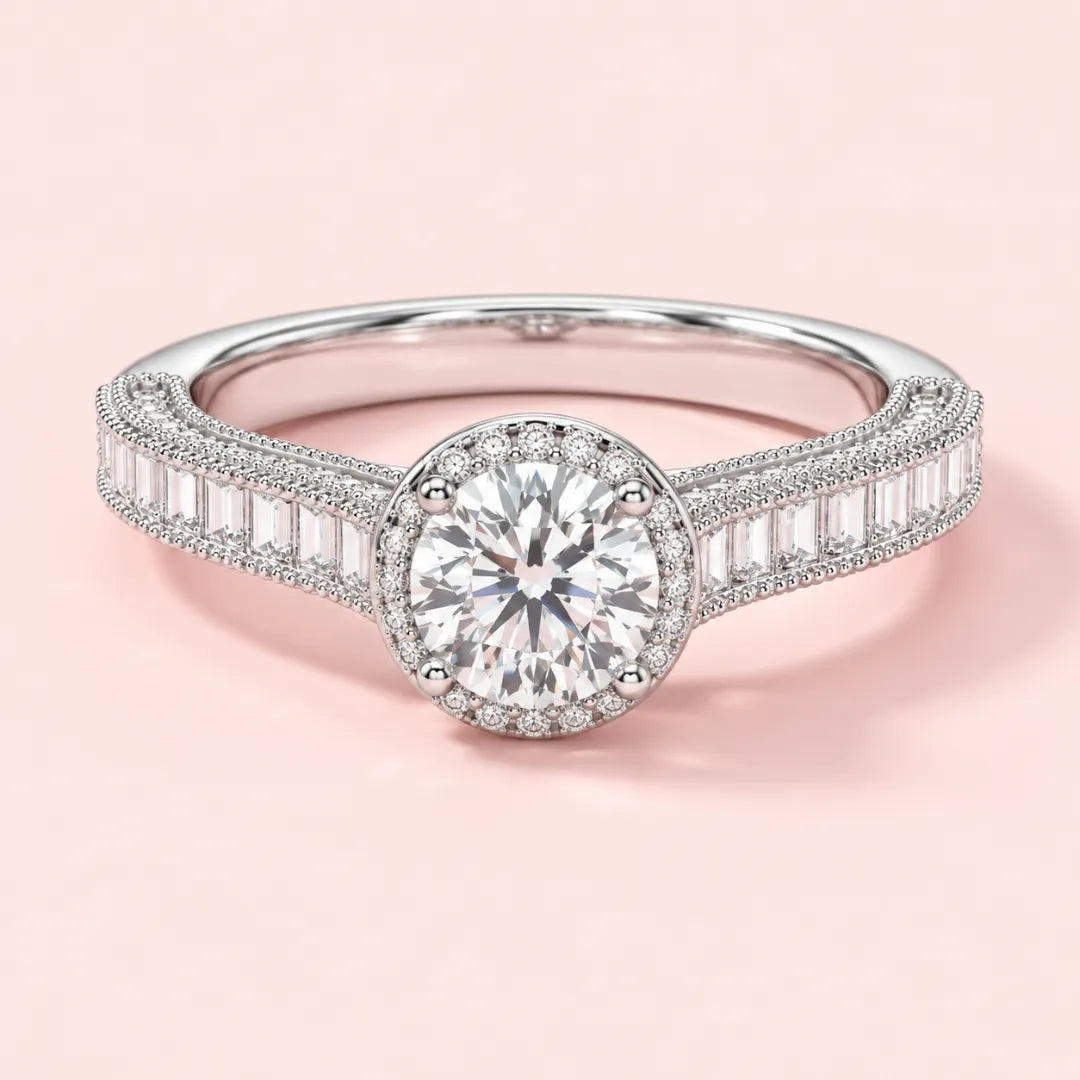 Radiant Whisper Accent Engagement Ring in 925 Silver for women by ORYNIO